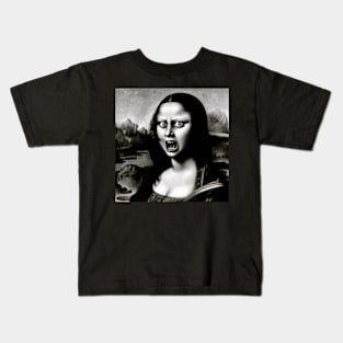 Voices of Change: Mona Lisa Protests for Women's Day Kids T-Shirt